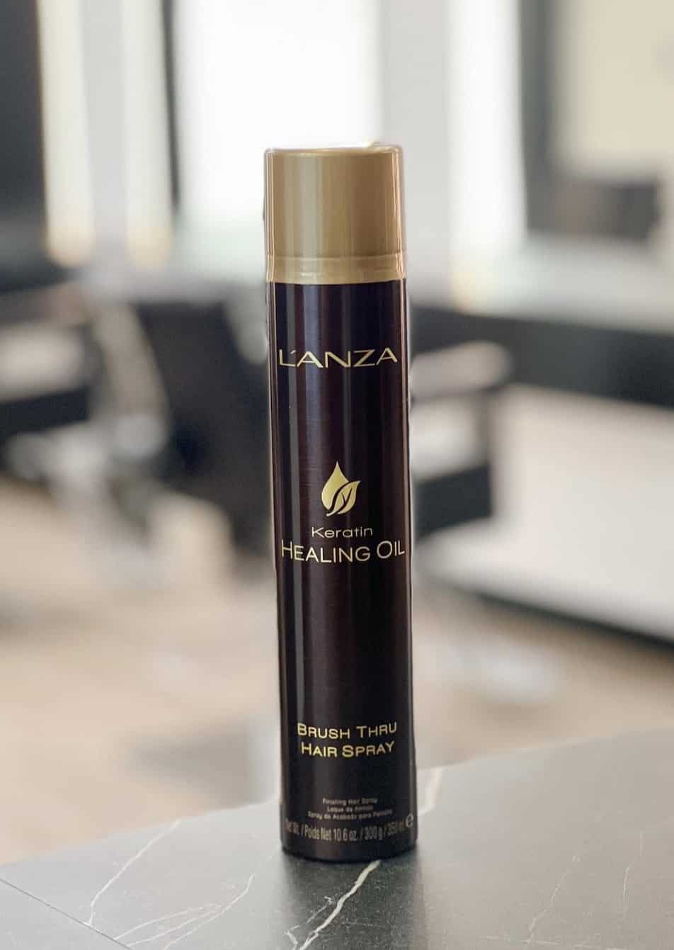 Лак-спрей для експрес-укладки з кератиновим еліксиром LʼANZA Keratin Healing Oil Brush Thru Hair Spray, 350 ml - 2
